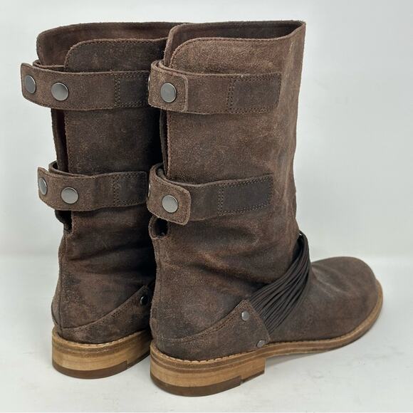 Eileen Fisher Oiled Leather Fold Down Boots - Picture 10 of 14